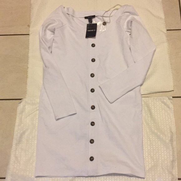 Forever 21 Dresses & Skirts - Forever 21 large white long sleeve off shoulder